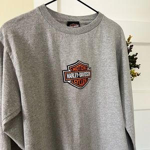 Gray long sleeve Harley Davidson t-shirt (size: XL)